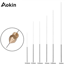 Agulha de limpeza de aço inoxidável 5 tamanhos 0.15mm 0.25mm 0.3mm 0.35mm 0.4mm peça de broca para bico 3d impressoras peças com caixa 2024 - compre barato