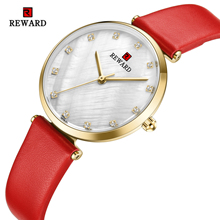 REWARD-relojes sencillos de moda para Mujer, Reloj de lujo con diamantes, banda de cuero, resistente al agua, femenino 2024 - compra barato