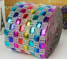 10Yard Multicolor Square Bead Bendable Mesh Wrap Roll Sparkle Rhinestone Trim Ribbon For Wedding Gift Party Craft Decoration 2024 - buy cheap