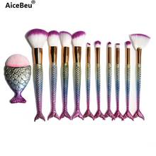 AiceBeu 1/8/11Pcs Makeup Brushes Set Mermaid Fishtail Shaped Foundation Powder Brush Rainbow Eyeshadow Brush Kit Beauty 2024 - buy cheap