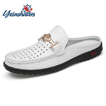 YEINSHAARS Cow Leather Classic Men Outdoor Casual Flats Sandals Fashion Summer Beach Shoes Top Quality Unisex Slippers Size 47 2024 - buy cheap