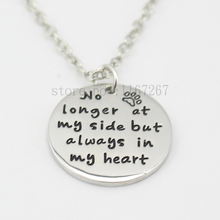 2015  "no longer at my side but always in my heart "Necklace Pet Lover Dog Paw Print round pendant necklace Dog Lover Jewelry 2024 - buy cheap