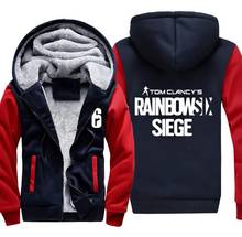 Мужские повседневные толстовки с капюшоном Tom Clancy's Rainbow Six Siege на молнии, толстые зимние супер теплые хлопковые толстовки, пальто, Прямая поставка 2024 - купить недорого