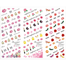 3 упаковки/набор, наклейки для губ с мозаикой «поцелуй», «Роза», переводная наклейка для ногтей, наклейки на ногти 2024 - купить недорого