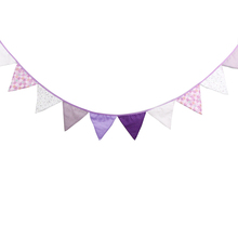 3.2m 12 Flags Purple Flower Printed Cotton Banner Pennant Garland Kids Baby Shower Birthday Bunting Wedding Party Decoration 2024 - buy cheap