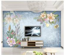 Papel tapiz 3d de foto personalizada para paredes, murales retro europeos de flores, papeles de pared de fondo para decoración de sala de estar 2024 - compra barato