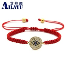 Ailatu оптовая продажа 10 шт./лот красный плетеный CZ Pave Eye макраме браслет для мужчин и девочек ювелирные изделия 2024 - купить недорого