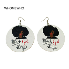 WHOMEWHO Tribal Wood Africa "BLACK GIRL MAGIC" Letters Queen Vintage Drop Earrings Wooden African Chic Bohemia Afro Ear Jewelry 2024 - buy cheap