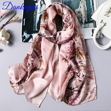 DANKEYISI Real Silk Scarf Mulheres Long Neck Natureza Suave Lenço De Seda Feminino Floral Print Senhora Lenços Bandana 2024 - compre barato