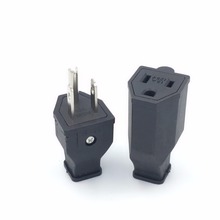 Black copper American Assembled industrial power adaptor plug 15A 125V US male and female Removable wiring plug socket convertor 2024 - buy cheap