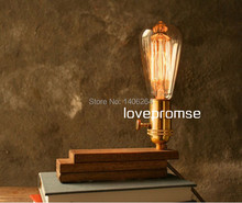 Вращающаяся на 360 градусов Настольная лампа Эдисона в стиле ретро деревянное украшение настосветильник ПА для кафе бара Кофейни прикроватная лампа для магазина клуба 2024 - купить недорого