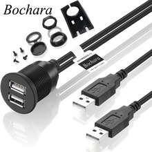 Bochara Dual USB 2.0 Male to USB 2.0 Female Extension Cable With Flush Mount Panel For Car Truck Boat Motorcycle 2024 - buy cheap