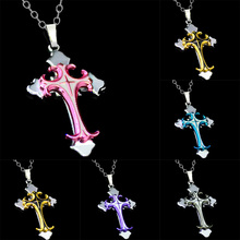 Fashion New Cross Necklace Gold Black Blue Pendant Necklace Chain Women's Men's Ladies Charm Jewelry Party Gifts 2024 - buy cheap