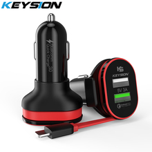 KEYSION 2 Port 33W Quick Charge 3.0 Car Charger QC 3.0 +5V/3A USB Fast Charger Mobile Phone Travel Adapter car-charge With Cable 2024 - buy cheap