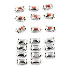 Botão interruptor tático momentâneo de dois pinos, botão interruptor de pressão tático branco/vermelho micro pinos para mp3 mp4 3*6*2.5mm com 10 peças