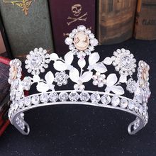 TANGTANG-Tiaras y coronas para novia, tocado de lujo, flor de hoja, diamantes de imitación, corona, accesorios para el cabello de la novia barroca 2024 - compra barato