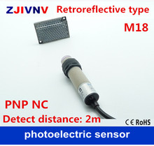 M18 Retroreflective type PNP NC DC10-30V 3 lines photoelectric sensor normally close Infrared Optical switch distance 2m 2024 - buy cheap