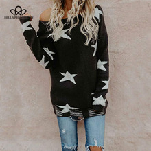 Bella Philosophy 2018 Winter Casual Sexy  Women Sweater Slash neck Full Sleeve Female Pullovers Geometric Simple Women Clothes 2024 - buy cheap