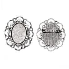 8SEASONS Cameo Frame Setting Brooches Findings Oval antique silver-color Cabochon Settings(Fit 25mmx18mm)4cmx 3.4cm,10 PCs 2024 - buy cheap