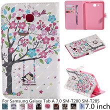 For Samsung Galaxy Tab A 7.0 T280 T285 Smart Flip stand PU leather case cover for samsung T280 T285 case with Card Holder + film 2024 - buy cheap