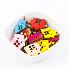 Natural Wooden House Shape Scrapbooking Button Handmade Accessory Home Decoration Craft DIY Botones 20pcs 22x23mm T0074-FD 2024 - buy cheap