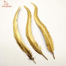 ChengBright Wholesale Good 100PCS 30-35CM Gold Natural Rooster tail Feathers For Decoration Craft Feather Christma Diy Feather 2024 - buy cheap