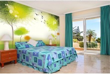 Custom 3d mural wallpaper TV backdrop green abstract trees 3d mural wallpaper Home Decoration 2024 - buy cheap