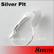 Free ship! Silver Plated 300PCS with 8mm Flat Glue Pad French Leverback Earring Hooks Blanks Base Trays Jewelry Findings 2024 - buy cheap