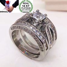 OMHXZJ Wholesale European Fashion Woman Man Party Wedding Gift Square White AAA Zircon 18KT White Gold Yellow Gold Ring RR455 2024 - buy cheap