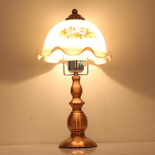Luminária de mesa retrô britânica, abajur de vidro com flor, abajur para sala de estar, estudo, leitura, iluminação de cabeceira