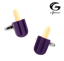 iGame Ice Cream Cuff Links Quality Brass Material Purple Color Novel Ice-cream Design Free Shipping 2024 - buy cheap