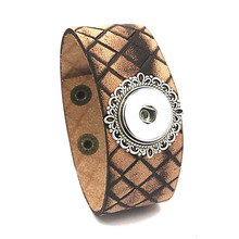 Pulsera de piel auténtica para hombre y mujer, brazalete con botón a presión, estilo Punk, 159 2024 - compra barato