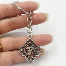 1Pcs Filigree OHM OM AUM Buddha Lotus silver keychain pendant , Buddhist, yoga Keychain 2024 - buy cheap