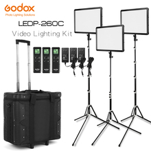 Free DHL Godox LED Light Kit 3x LEDP-260C 3300-5600K Video Light + Light Stand + Roller Carry Bag Video Studio Lights 2024 - buy cheap