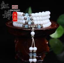 6mm White Chalcedony Beaded Stone Tibetan Buddhist 108 Prayer Beads Necklace Gourd Mala Prayer Bracelet with Beads Tassel 2024 - buy cheap