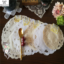 12PCS/Dozen Dinner Placemat Dining Table Mat Disc Pads Bowl Pad Coasters Round Vintage Lace Embroidered Decorations Mats Pads 2024 - buy cheap