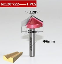 6mm*120degree*22mm,CNC Tungsten steel 3D V bit,CNC machine tool,PVC,MDF,Acrylic,Carbide end mill,woodworking insert router bit 2024 - buy cheap