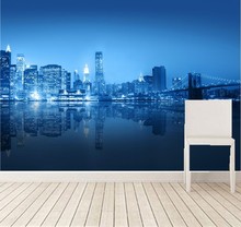 Custom large mural,Aesthetic New York city building bridge night view wallpaper,living room tv wall bedroom papel de parede 2024 - buy cheap