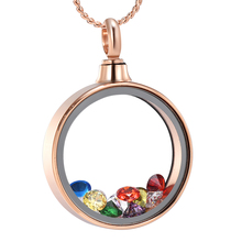 K9889 Round Glass with Colorful Birthstone Cremation Jewelry for Ashes Pendant Holder Urns Keepsake Memorial Necklace for Women 2024 - buy cheap