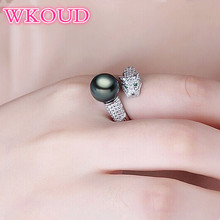 Luxury S925 Sterling silver ring Leopard design Tahitian style pearl ring Fashion jewelry pearl ring For women 2024 - buy cheap