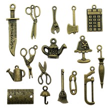 20 Pcs Mix Antique Bronze Color Tools Pendants Jewelry Accessories Knife Ax Scissors Charms For Jewelry Making Charms Charms 2024 - buy cheap
