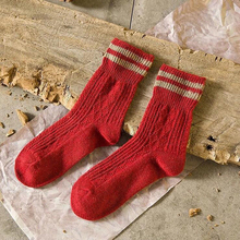 5 Pairs Striped Wool Cashmere Socks Women'sAutumn Winter  Warm Thick Fashion Elastic Hosiery Hot Sale 2024 - buy cheap