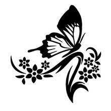 14.2*15.2CM Flowers And Butterfly Fresh Natural Vinyl Car Stickers Car Styling Decals Black/Silver S1-2890 2024 - buy cheap