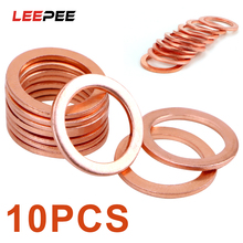 LEEPEE 10 Pieces/Set Sump Plug Oil Seal Tools Fasteners Accessories for Car Truck Vehicle 10*14*1mm Solid Copper Crush Washers 2024 - купить недорого