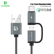 FLOVEME Quick Charge QC 3.0 Micro USB Cable For Samsung S7 S6 HTC M8 M9 2 in 1 USB Type C Cable For Samsung S8 S9 Huawei P10 2024 - buy cheap