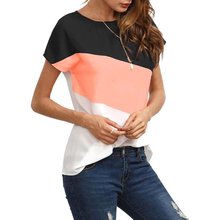 Elegant Women Short Sleeve Patchwork Summer Tops Blouse Fashion 2018 Ladies O Neck Casual Blouse Office Shirt Tees Top Plus Size 2024 - buy cheap