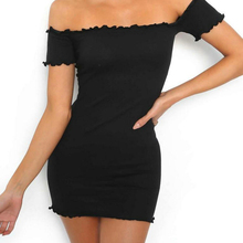 Sexy Women Dress Off Shoulder Elegant Black Bodycon Bandage Party Bustier Slash Neck Short Mini Dress vestido feminino 2024 - buy cheap