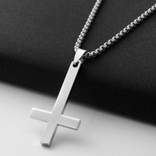 Fashion 316L Stainless Steel Inverted Cross Pendant Necklace Lucifer Satan Punk Jewelry Chain For Men Women Anti-Christian 2024 - buy cheap