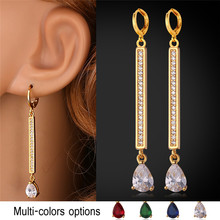 Crystal Drop Earrings For Women  Fashion Jewelry Trendy Gold Color Cubic Zircon Water Drop Long Earrings E977 2024 - buy cheap