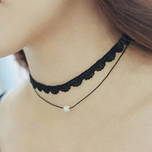 Simulated pearl choker necklace jewelry double lace high quality jewelry Collares 2024 - buy cheap